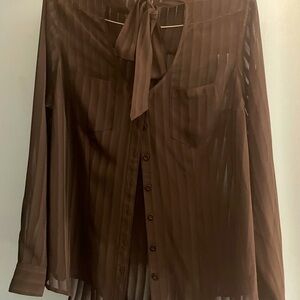 Torrid long sleeve striped chiffon shirt, size 00 (Medium)